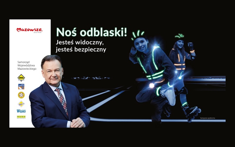 Plakat noś odblaski, jesteś widoczny, jesteś bezpieczny 