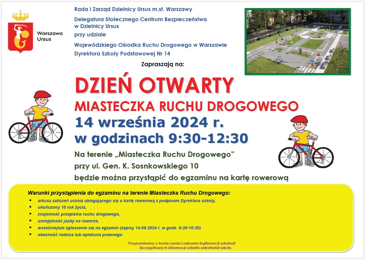 Plakat Dzień otwarty MRD Ursus Włochy w dniu 14092024